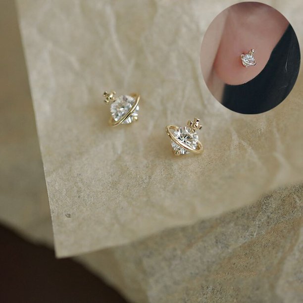 Pendientes de circón brillante Simple de aguja de plata 925, joyería chapada en oro, pendientes de cristal para mujer Dengxun unisex