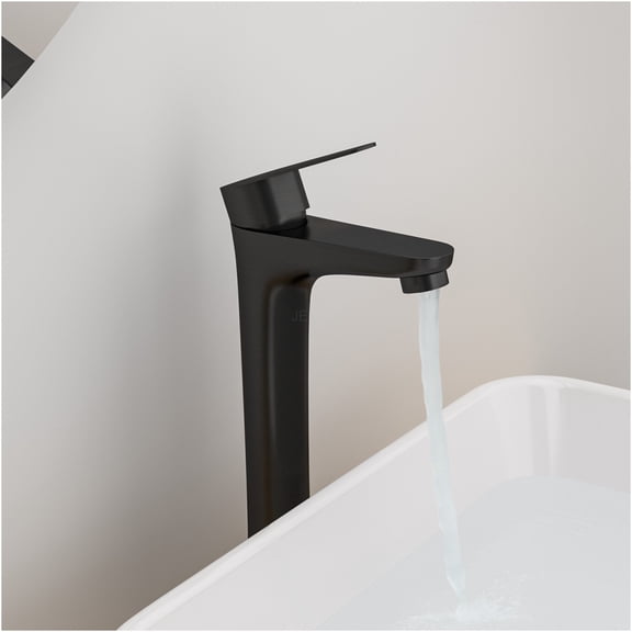JERFIT Oil Rubbed Bronze Vessel Sink Faucet, Single Handle Tall Spout Bathroom Faucet for Vanity, 1-Hole Modern ORB Bath Faucet