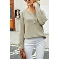 thumbnail image 4 of Contrast Half Button Down Sweater Beige Large, 4 of 4