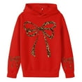 thumbnail image 5 of Girls' Active Long Sleeve Hooded Sweatshirt Red Casual Hoodies Cute Oversized Print Pocket Sweatshirt Tops 11-12 Years, 5 of 5