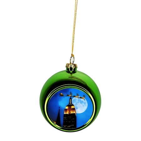 Santa Klaus And Sleigh Riding Over The Empire State Building Nyc