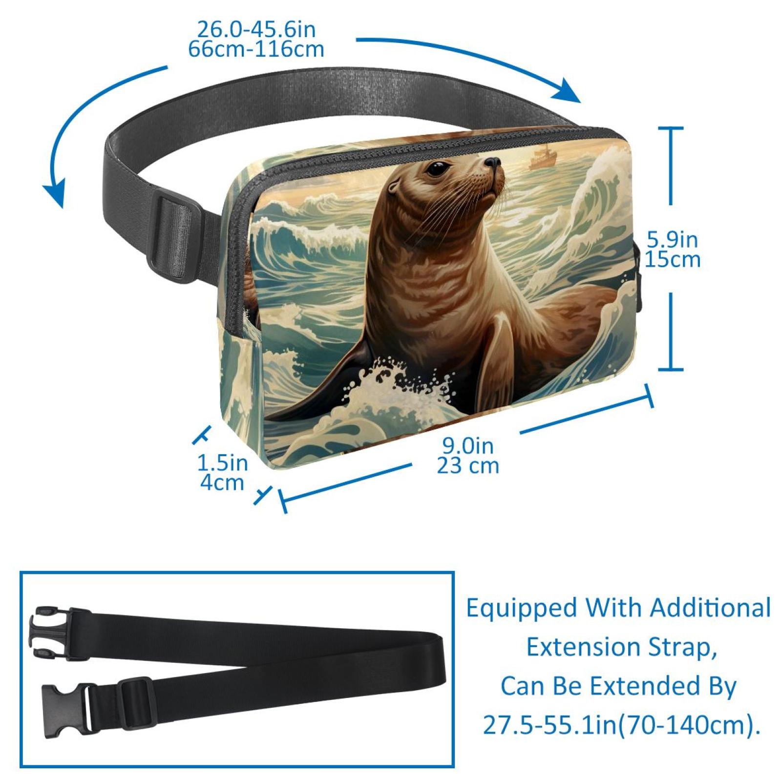 Christmas snowman Lightweight Adjustable Crossbody Bag with Extension Strap - Unisex Fanny Pack, Money Belt, Waist Bag