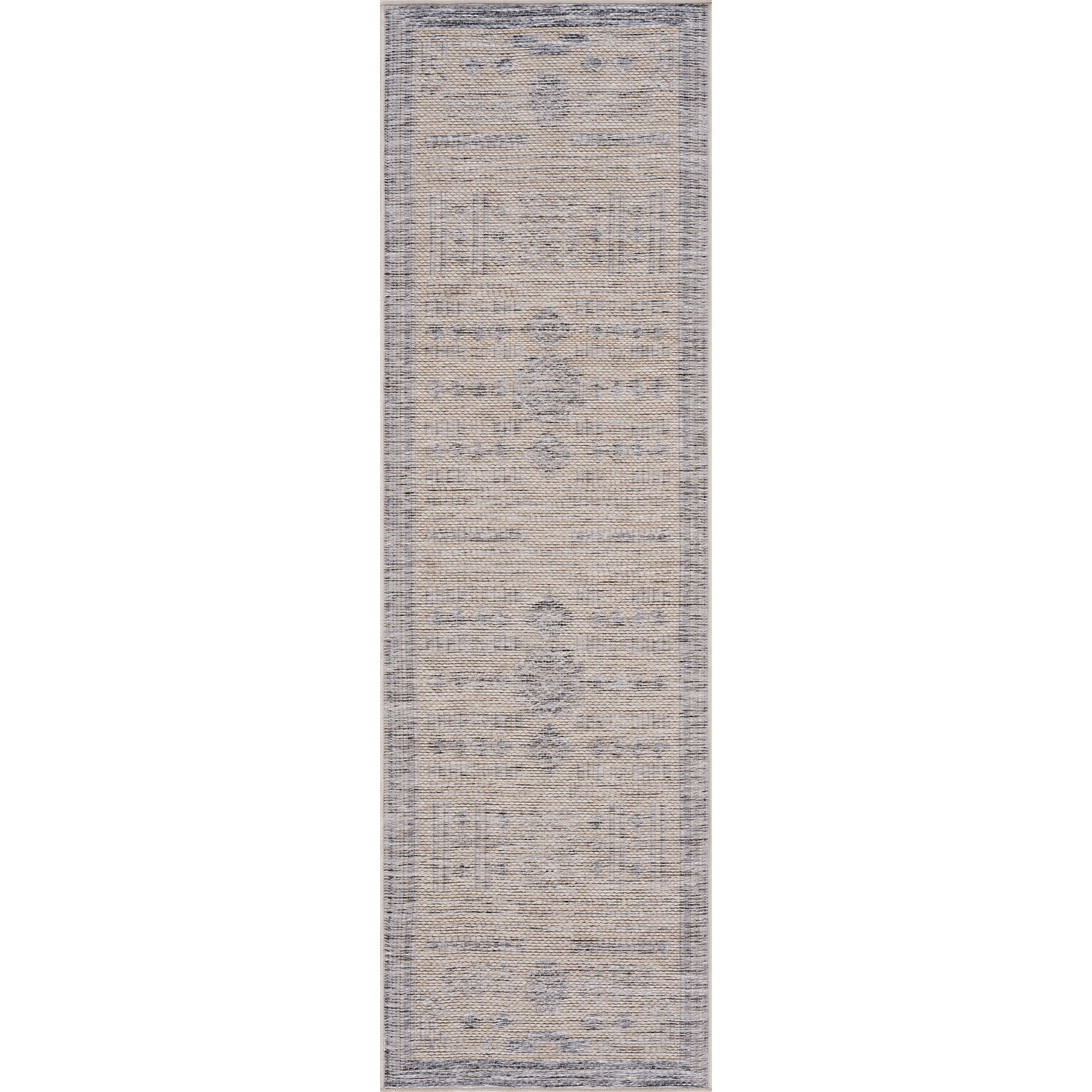 Bliss Rugs Bailey Transitional 2' x 7' Natural and Gray Indoor Outdoor Area Rug