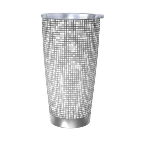 

Zeuib Silver Mosaic Printed 20oz Stainless Steel Insulated Car Cup Stainless Steel Thermal Cup Vacuum Insulated Leak-proof Travel Mug Cup-Without Straw