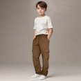 thumbnail image 6 of Gibobby Boys Pants Toddler Kids Boys Sports Cargo Pull On Pants Stretch Elastic Waist School 2T 3T 4T 5T 6T 7T 8T Kids Joggers Boys Warm Casual Pants(5-6 Years,Coffee), 6 of 7
