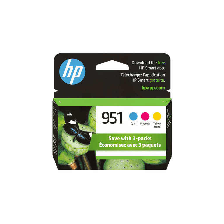 HP 951 Original Ink Cartridges 3-Pack in Cyan, Magenta, Yellow for
