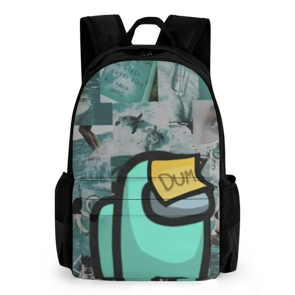 Games Impostor Among Us Dum Laptop Backpacks with Pocket, Casual Lightweight Bookbag, Classic Shoulders Roomy Bag for Hiking Traveling Camping Business Errands