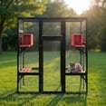 thumbnail image 2 of Pefilos 70" Outdoor Cat House for Large Cats, Enclosure Wood Cat Cage with Platforms and Small House, Gothic Kitty Catio Condo Playpen, Black, 2 of 13