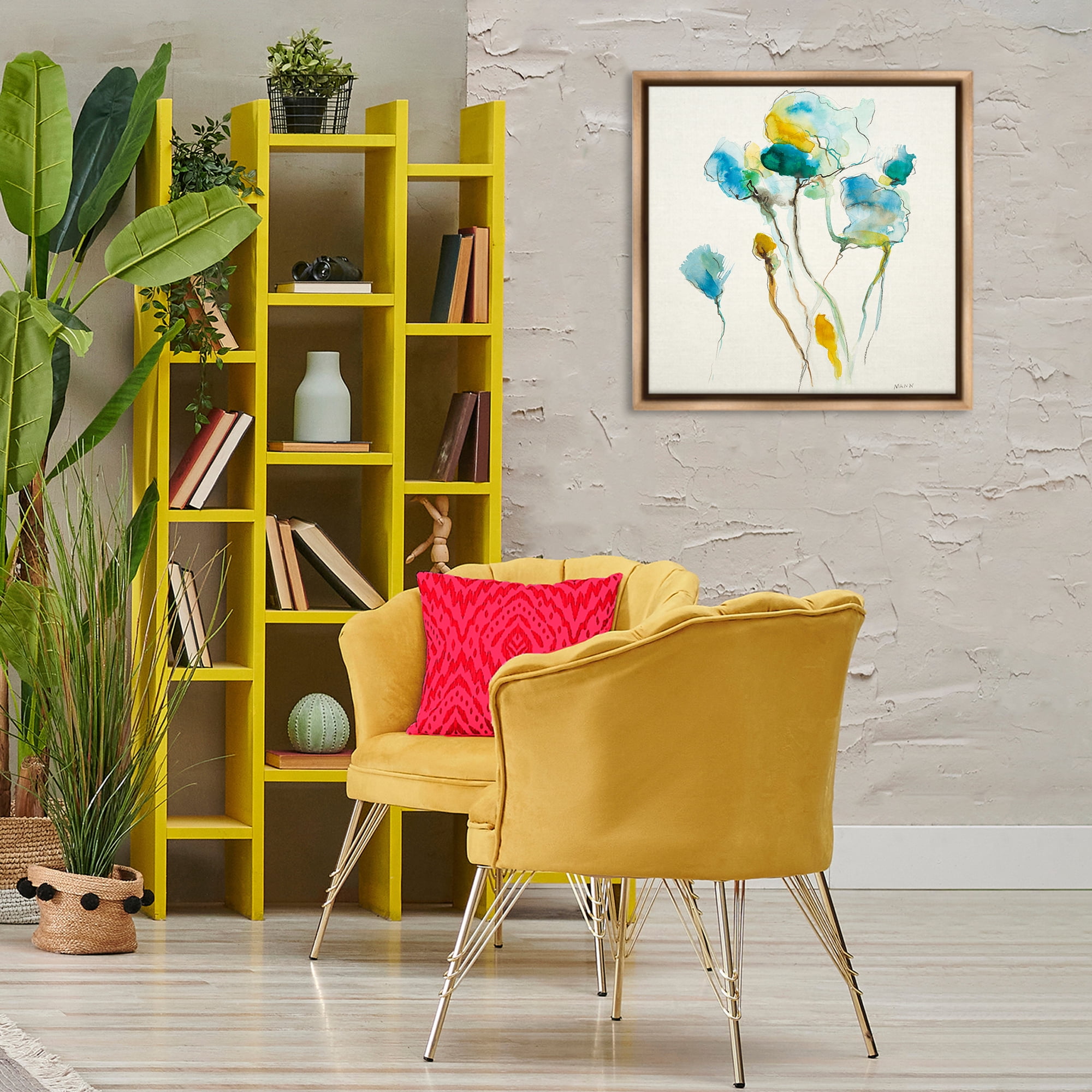 Stupell Industries Abstract Watercolor Blooms Abstract Painting Brown Floater Framed Canvas Art Print Wall Art, 25 x 25