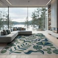 thumbnail image 2 of ODIKA 6'x9' Green Blue Tropical Botanical Leaves Washable Area Rug Modern Scandinavian Style Foliage Motifs Non-Slip, Chair-Friendly, for Dining Room, Under Table, Office Décor, 2 of 7