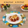 thumbnail image 4 of Blue Striped Yellow Truck Round 13 Inch Placemats Set of 4, Farmhouse Stripes Modern Art HeatResistant Non Slip Place Mats for Dining Table, Wipeable Braided Kitchen Table Mats for Housewarming, 4 of 9