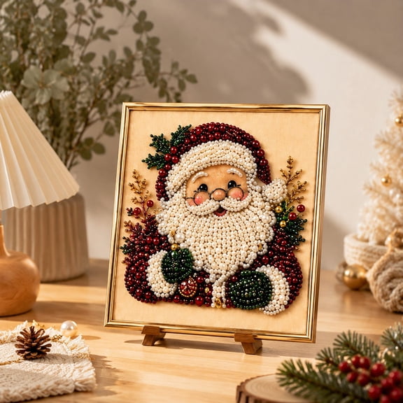 12in Unframed Christmas Santa Pearl Diamond Painting Kit 5D Full Drill Large DIY Rhinestone Craft Xmas Wall Art Relax Hobby Dining Room Winter Home Decor Gift