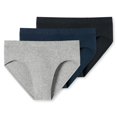 thumbnail image 1 of SCHIESSER Braguitas para hombre, paquete de 3 - «95/5», braguitas supermini, algodón elá Negro/Azul/Gris 2XL (XX-Large), 1 of 4