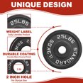 thumbnail image 3 of Signature Fitness Cast Iron Weight Plates, 2-Inch Hole, 2-Pack or 4-Pack Options (2.5LB–45LB), Black with Silver Numbers, for Standard Barbells, Dumbbells & Home Gym Strength Training, 3 of 7