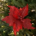 thumbnail image 3 of Handmade DIY Simulation Christmas Flower Pendant, Flannel+Sequin, Realistic, Reusable, No Maintenance, Vase/Window Decoration, 3 of 6