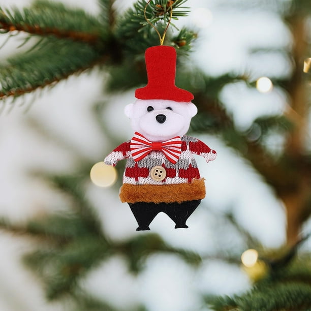 xihome Adorno navideño colgante de polister de 5,5 pulgadas para rbol de Navidad con cuerda para colgar - Diseños de Pap Noel, muñeco de nieve y reno