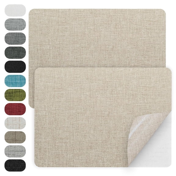 TUWAFE 2 Pcs 8 X11" Linen Repair Patches,Self-Adhesive Fabric Patch for Sofas,Couch,Furniture,Tote Bags,Car Seats Fabric Patches Self Adhesive(Beige)