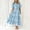 Light Blue, variant on Blmnix Modest Women Dresses Fancy White Short Sleeve Long Solid Pleated Ruffle Peasant Summer Skirts