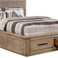 thumbnail image 2 of Benjara BM217579 Wooden Eastern Bed with Plank Style Headboard & 2 Drawers, Beige - King Size, 2 of 5
