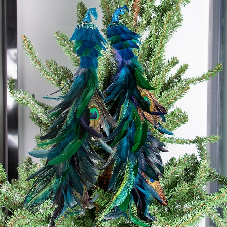 10 Pack 19 Peacock Christmas Ornaments Decorations Artificial Peacock  Birds for Christmas Tree and Garden Decoration