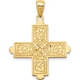 thumbnail image 4 of 14K Yellow Gold Etched Square Cross With Crown Tips Pendant (31 X 23) Made In Peru c4332, 4 of 5