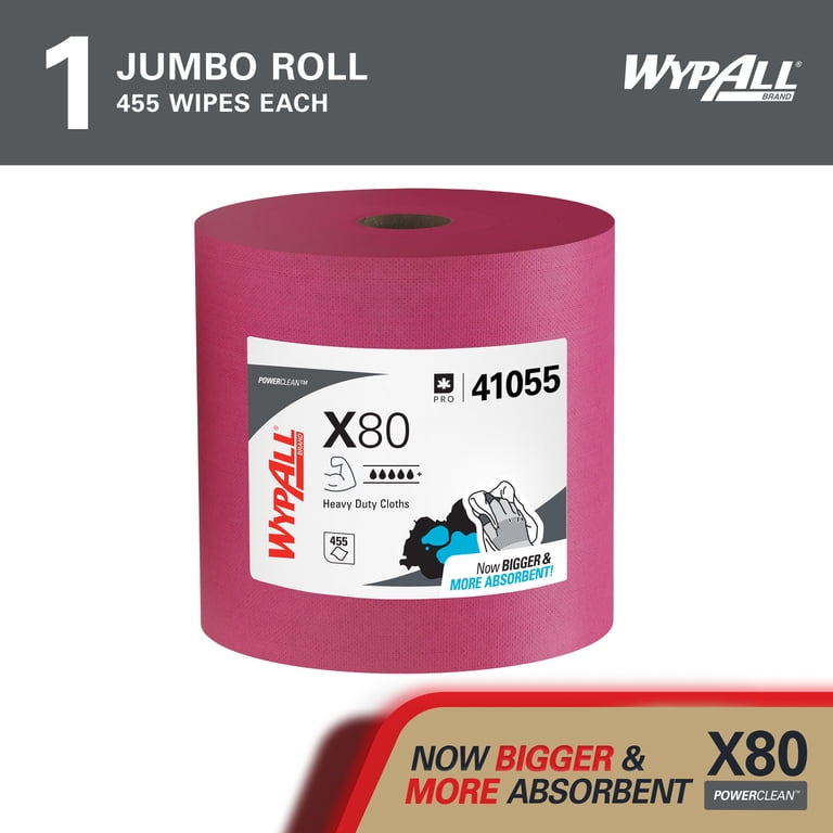 WypAll, Heavy Duty Wipes, 41055, Jumbo Red 455 Sheets - Walmart.com