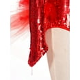 thumbnail image 5 of TiaoBug Kids Girls Sequins Feather Tulle Skirted Leotard Ballet Jazz Latin Dance Performance Costume Red 8, 5 of 8