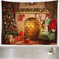 thumbnail image 1 of Tapiz navideño, telón de fondo fotográfico, árbol de Navidad y chimenea, decoración del hogar, tapiz de Año Nuevo, colgante de pared para dormitorio, sala de estar, dormitorio universitario, fotografía, fotomatón, decoración del hogar (59,1 "X 78,7" (150x200cm) Rojo Verde, 1 of 5