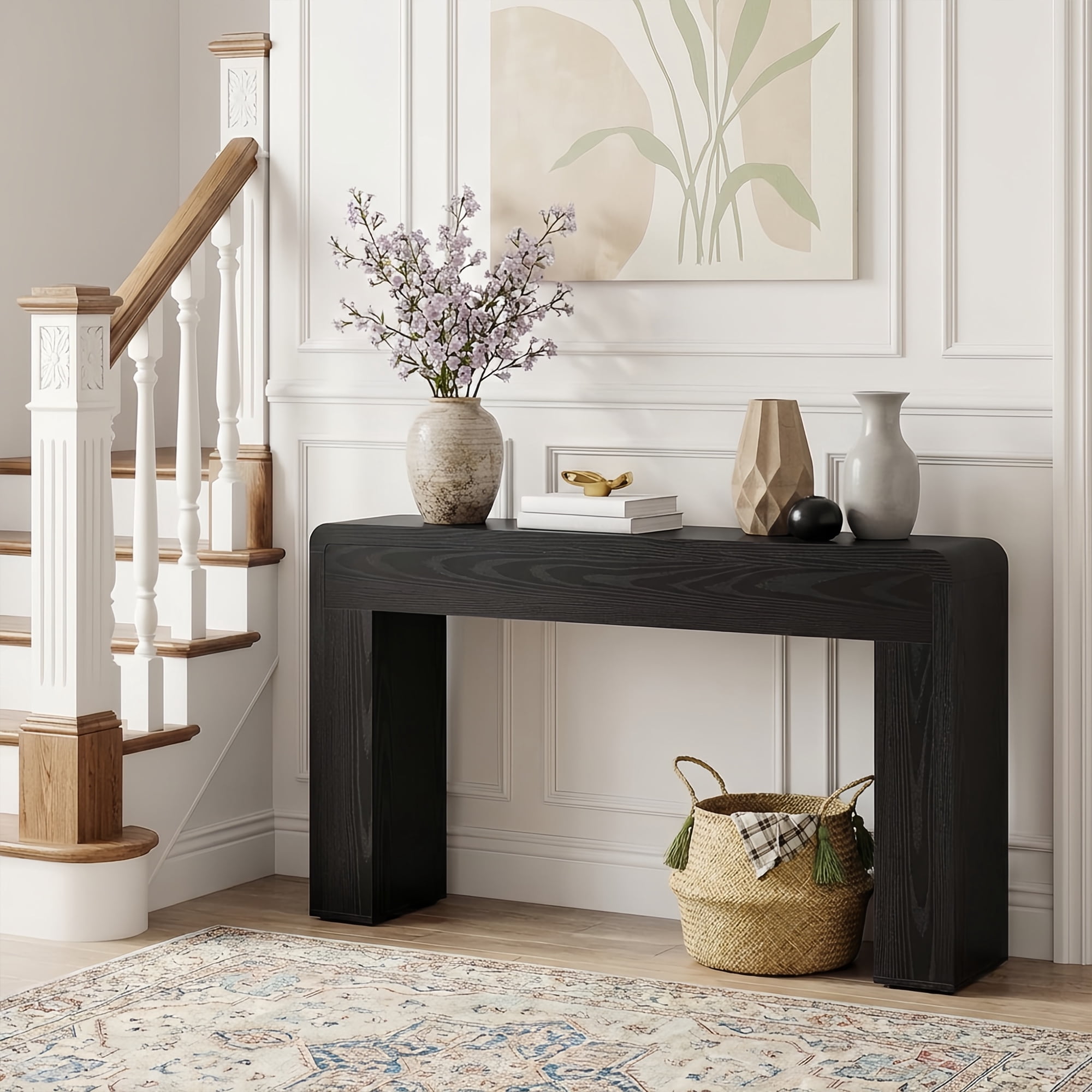 70.9" Extra Long Farmhouse Rustic Console Table, Wooden Behind Couch Storage Table, Narrow Entryway Foyer Stand for Living Room & Hallway (Black)