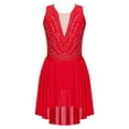 thumbnail image 1 of Sxiwei Robe de Patinage Artistique en Strass Brillant pour Filles Enfants Justaucorps de Ballet Jupe Rouge 10, 1 of 7