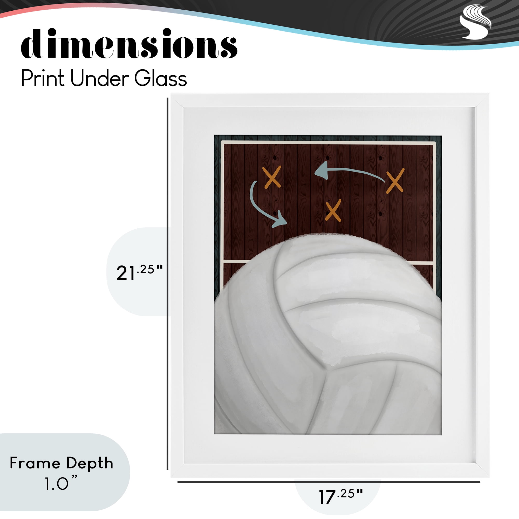 Stupell Industries Volleyball Court Tactics White Framed Print Under Glass, design by Jennifer Stith