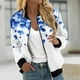 thumbnail image 1 of Ailaofu Womens Zip up Sweatshirt Jacket Stand Collar Hoodless Outerwear Casual Print Long Sleeve Bomber Coat with Pocket Fall, 1 of 5