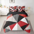 thumbnail image 2 of Homewish Red Gray Geometric 7-Piece Twin Bedding Sets,Triangle Plaid Pattern Bedding Comforter Set,Modern Abstract Grid Sheet Sets For Boys Girls,Microfiber Bedroom Decor Reversible, 2 of 8