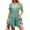 Green, variant on Summer Women's Short Sleeve Mini A-Line Dress Solid Color V Neck Lace Splice Elastic Waist Ruffle A Line
