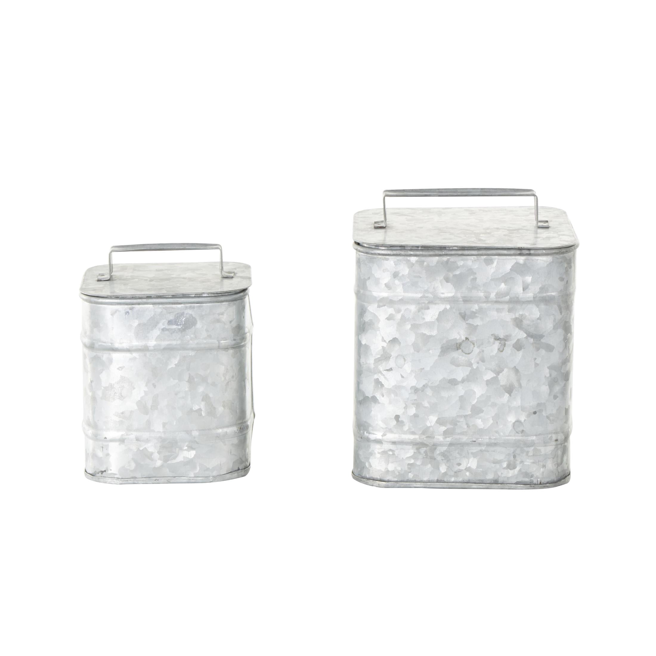DecMode 8", 7"H Silver Metal Canisters, 2-Pieces
