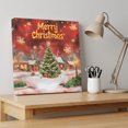 thumbnail image 4 of Ships Next Day Canvas Wall Art 10"x10",Red Green Christmas Wood Framed Canvas Print Painting,Winter Snowflakes Xmas Trees Village Ready to Hang Small Picture Wall Decor for Kitchen Nursery Office, 4 of 9