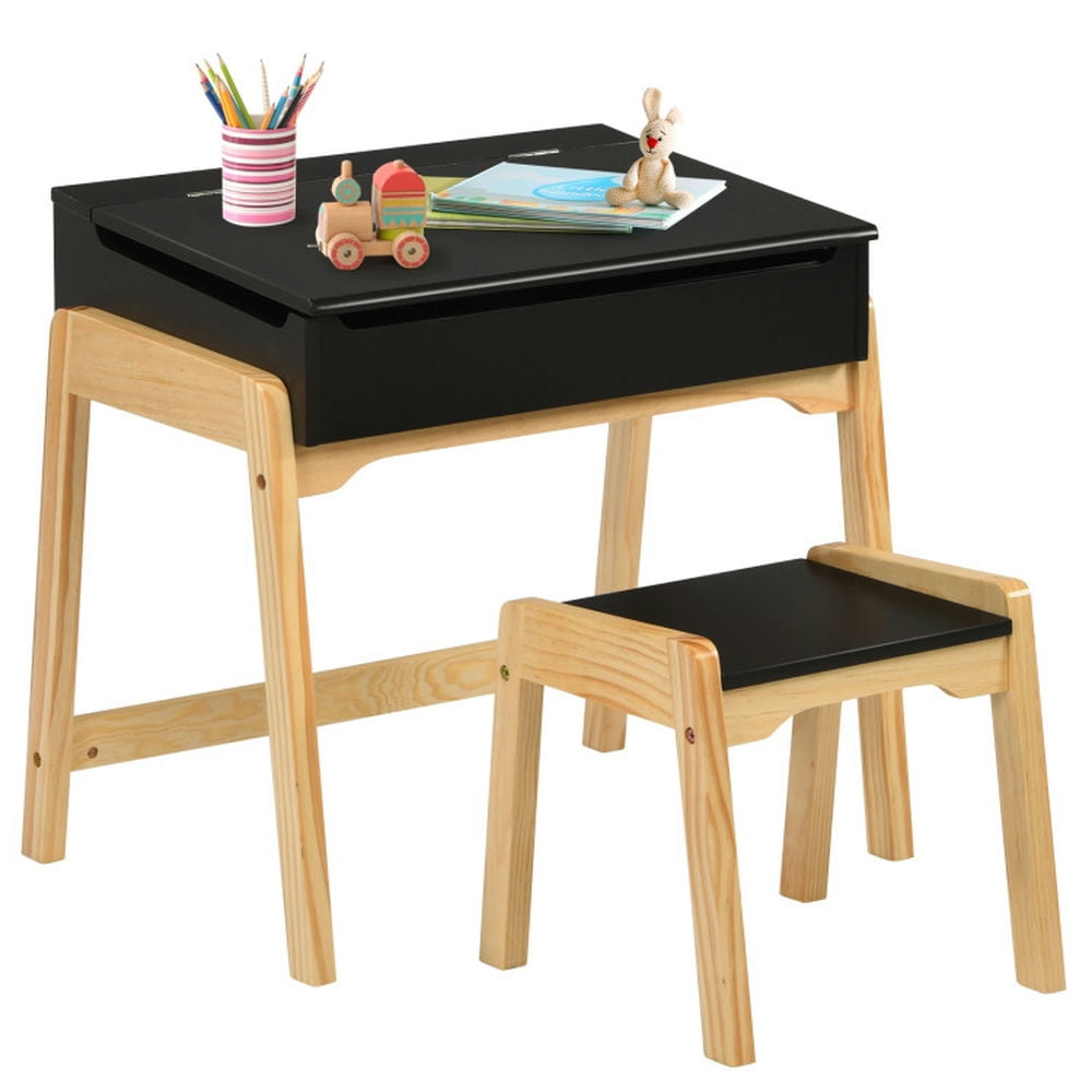 GVN Kids Activity Table and Chair Set with Storage Space for Homeschooling-Black, Kids Desk and Chair Set for Arts & Crafts, Snack Time, Homeschooling, Homework GVN Kids Activity Table and Chair Set with Storage Space for Homeschooling-Black, Kids Desk and Chair Set for Arts & Crafts, Snack Time, Homeschooling, Homework