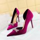 thumbnail image 5 of Nuevos zapatos de tacón alto para mujer, superficie de gamuza gruesa, boca baja, para mujer, punta hueca, hebilla de diamante de agua, bombas clásicas, 5 of 5
