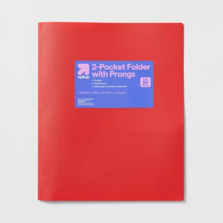 2 Pocket Plastic Folder with Prongs