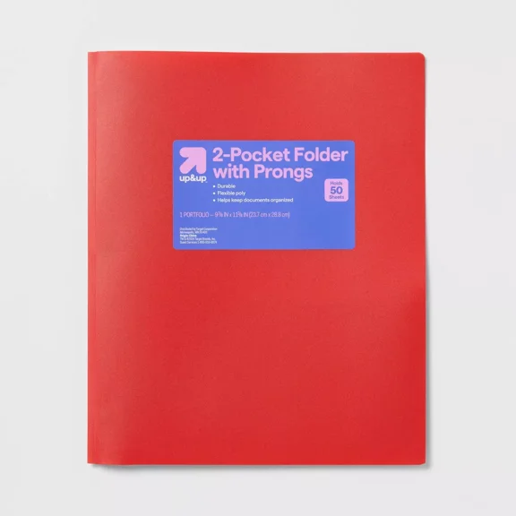 2 Pocket Plastic Folder with Prongs