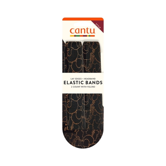 Cantu Elastic Edge Headband, Black & Gold, 2 Count