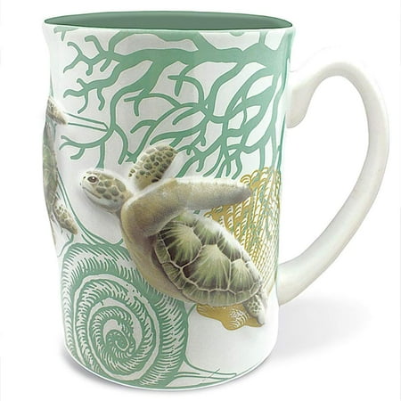 Hawaiian Mugs - Hawaii Coffee Mug Embossed Honu Turtle Voyage
