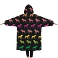 thumbnail image 2 of Oversized Wearable Blanket Hoodie,Rainbow Puppy Sherpa Blanket Hoodie with Super Pockets,Super Warm Fuzzy Pullover for Women & Men, 2 of 6