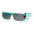 thumbnail image 2 of Womens Mod Rectangle Cat Eye Sleek Minimal Plastic Sunglasses Clear Green Red - Black, 2 of 4