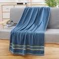 thumbnail image 4 of Kumdkd Blue Double Grid Cotton Bath Towel - Thickened Soft Absorbent 55x27.5in for Adults, Beach, Spa & Gym - Machine-Washable Lightweight Towel (300g), 4 of 6
