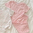 thumbnail image 4 of EYWGYA Ensembles de Vêtements pour Filles, Ensemble de Pyjama Floral 2 Pcs pour Filles, T-Shirt Imprimé à Manches Courtes Col Ras du Cou et Shorts Assortis pour Vêtements de Nuit, 4 of 5