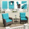 thumbnail image 4 of ALAULM 11 Pcs Patio Furniture Set with 2 Wicker Swivel Chairs & Stainless Steel Gas Fire Pit Table, Brown/Blue, 4 of 8