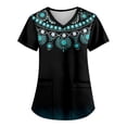 thumbnail image 2 of EGNMCR Hauts de Sarrau d'Infirmière pour Femmes Mode Décontractée Imprimé Uniforme de Travail Manches Courtes Col en V Blouse T-shirt de Travail avec Poches, Cadeaux pour Femmes, 2 of 5