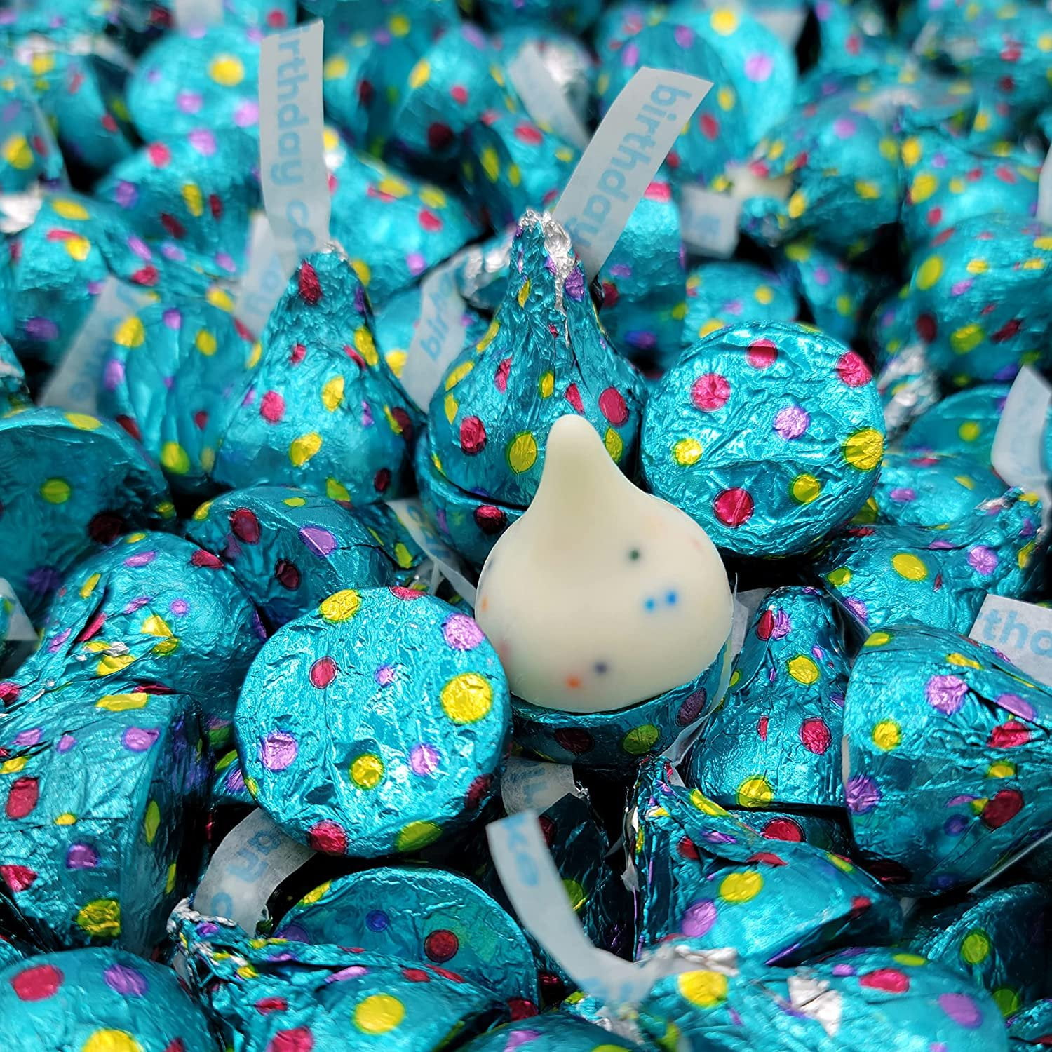 Hersheys Kisses Birthday Cake - Birthday Cake Flavored Creme with Sprinkles - Individually Wrapped - Bulk Pack 2 Pound