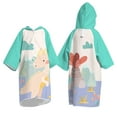 thumbnail image 3 of FAOWME Cardigan Button Bath Towel Children Quick Drying Bathrobe Boys Girls Babys Swimming Absorbent Towel Cape Hooded Beach Beach Bath Towel Mint Green 5-14 Years, 3 of 4